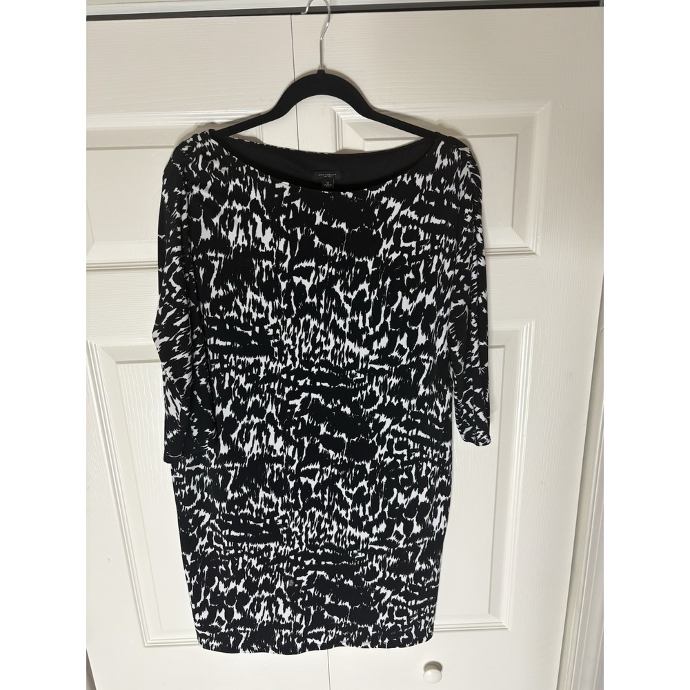 Ann Taylor Loft Women's Dress Medium Black & White 3/4 Sleeve